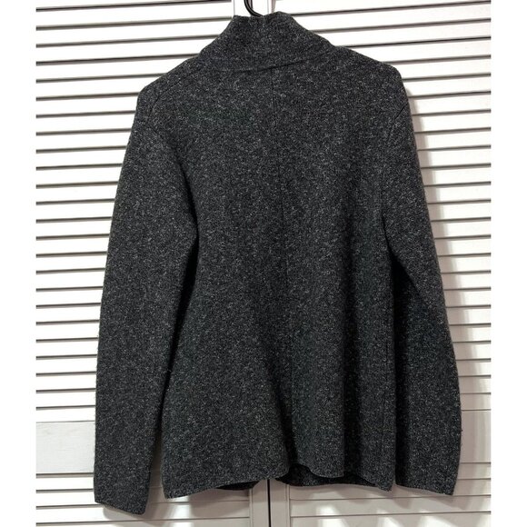 Club Monaco Women Lamb Wool sweater small open front buttons gray pockets - Picture 2 of 7